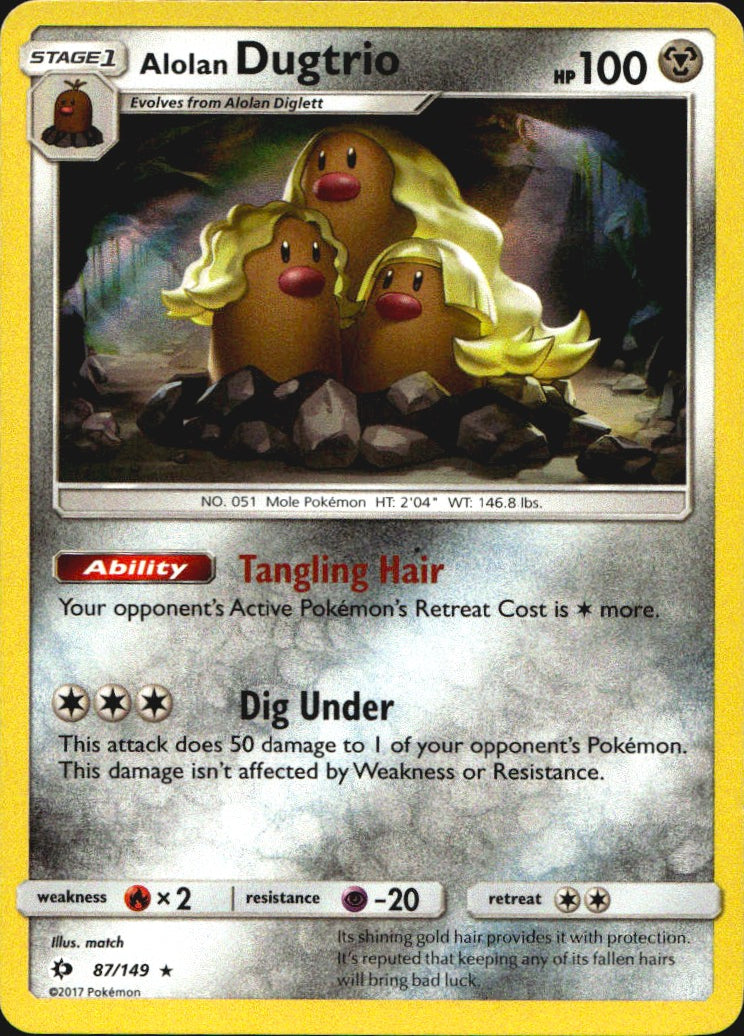 Alolan Dugtrio 87/149 Holo Rare Sun & Moon Pokemon Near Mint