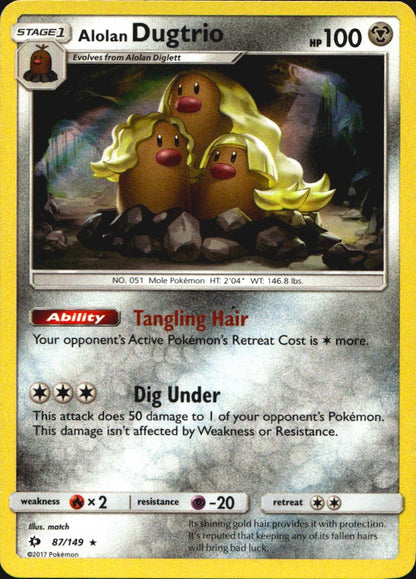 Alolan Dugtrio 87/149 Holo Rare Sun & Moon Pokemon Near Mint