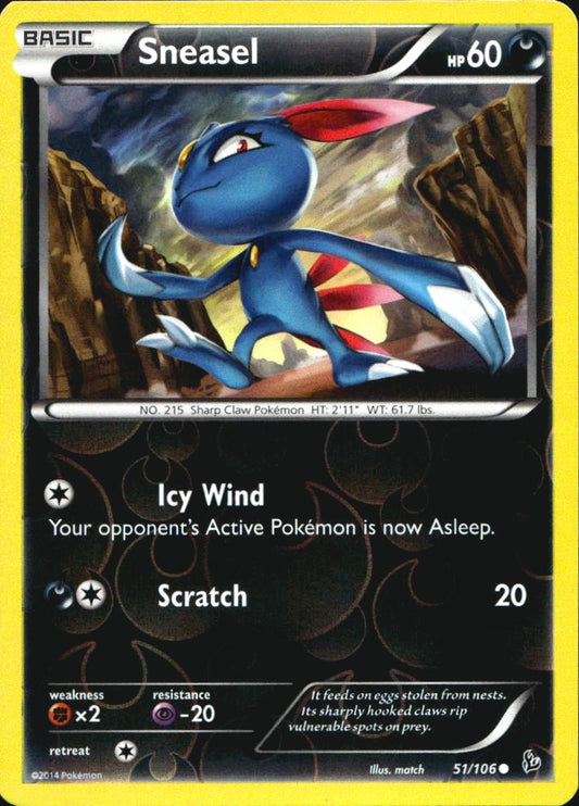 Sneasel 51/106 Common Flashfire Pokemon Reverse Holo Near Mint