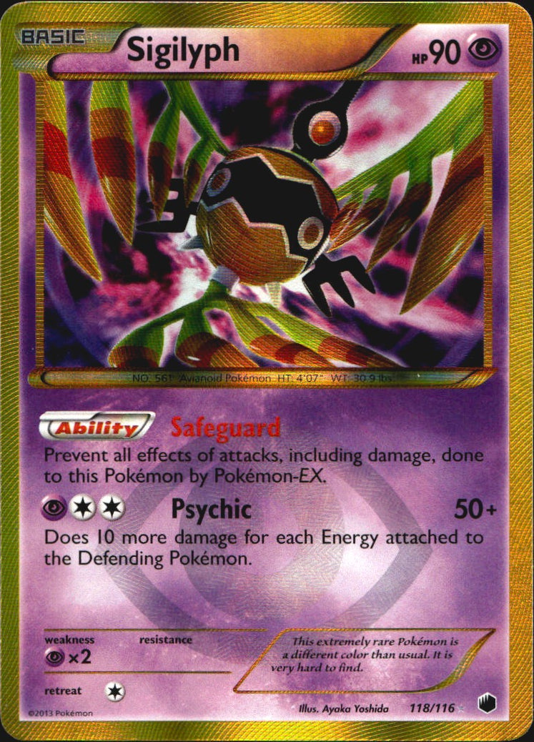 Sigilyph 118/116 Secret Rare Plasma Freeze Pokemon Near Mint