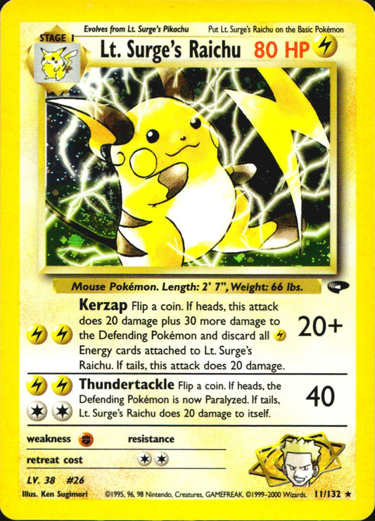 Lt. Surge's Raichu 11/132 Holo Rare Gym Challenge Pokemon Near Mint
