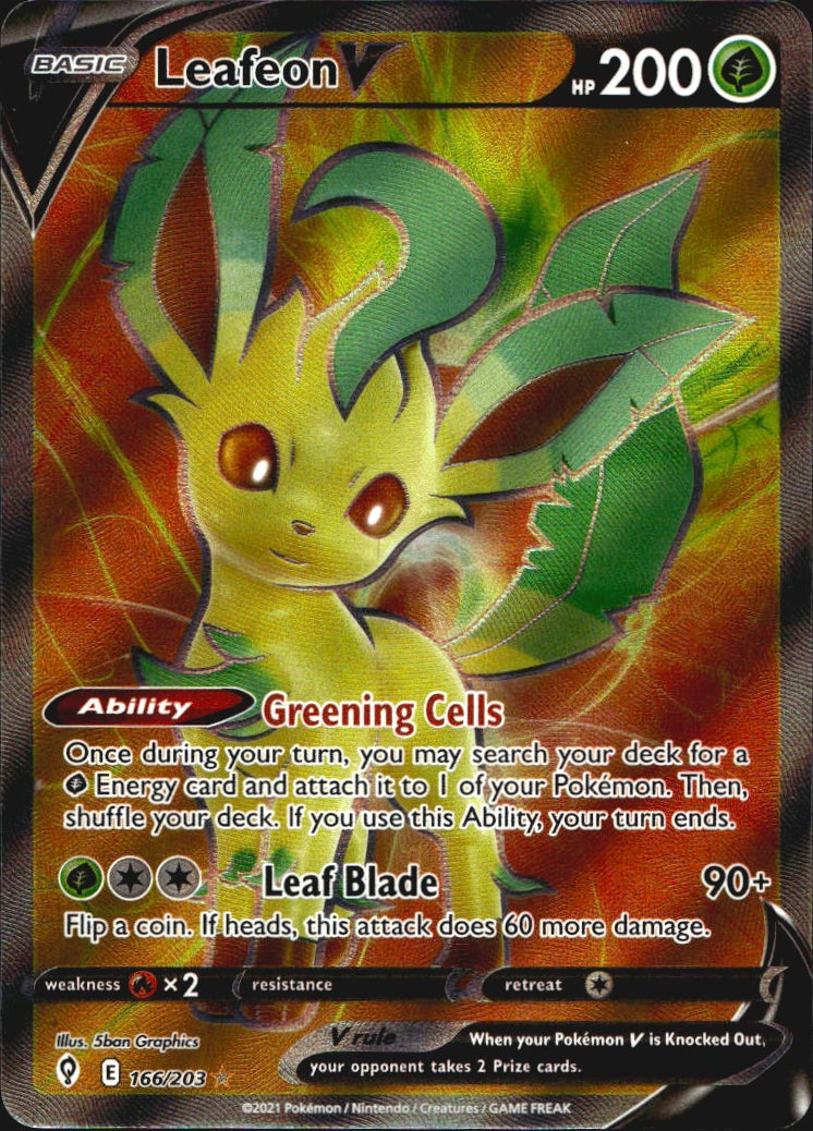 Leafeon V 166/203 Rare Ultra Evolving Skies Pokemon Near Mint