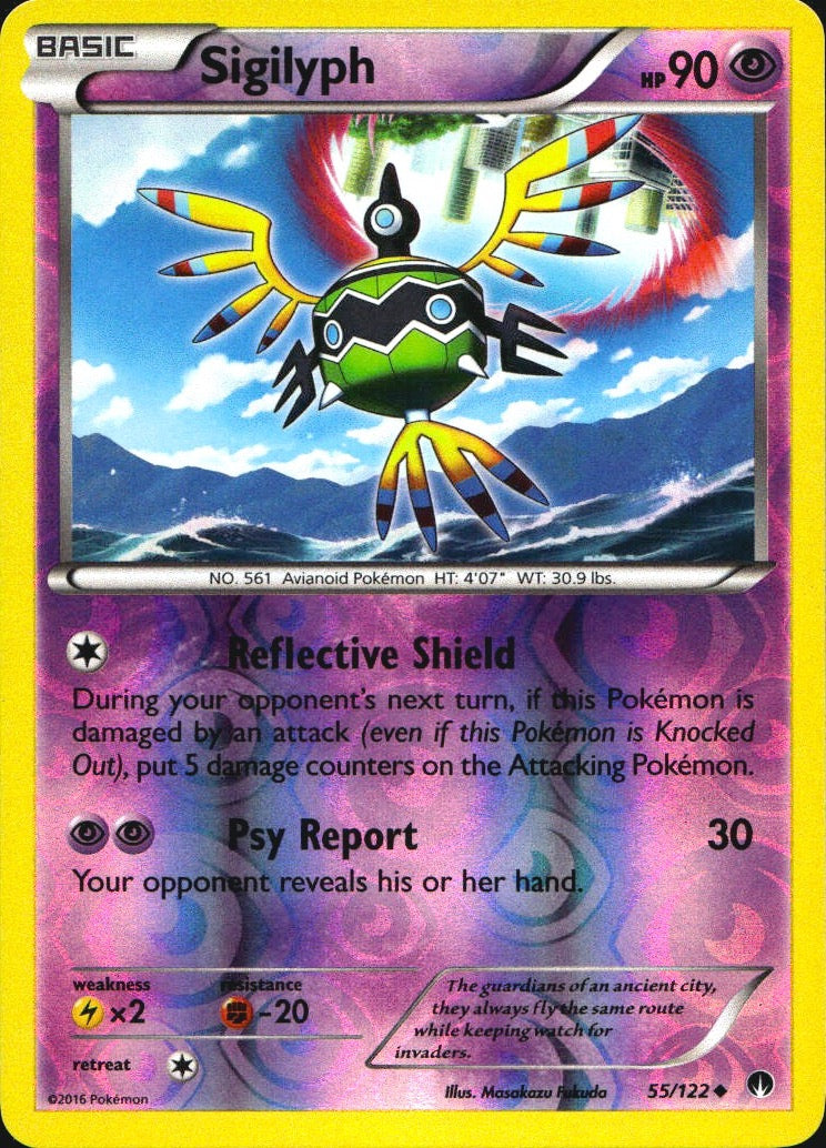 Sigilyph 55/122 Uncommon BREAKpoint Pokemon Reverse Holo Near Mint