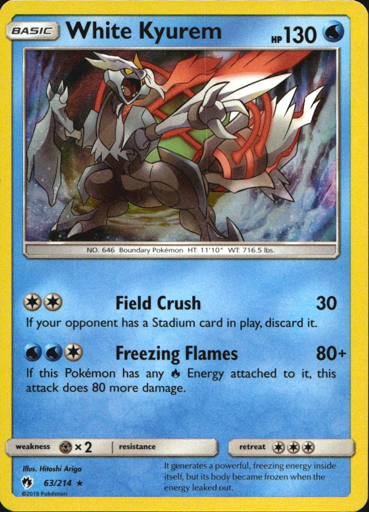White Kyurem 63/214 Holo Rare Lost Thunder Pokemon Near Mint