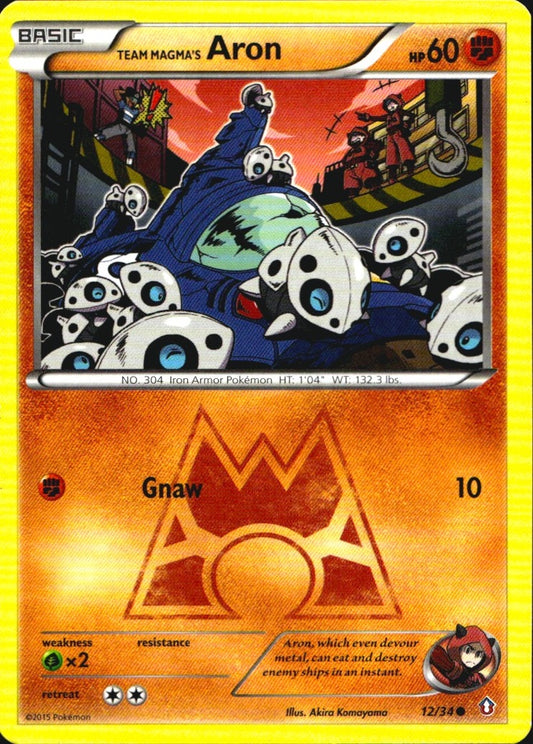 Team Magma's Aron 12/34 Common Double Crisis Pokemon Near Mint