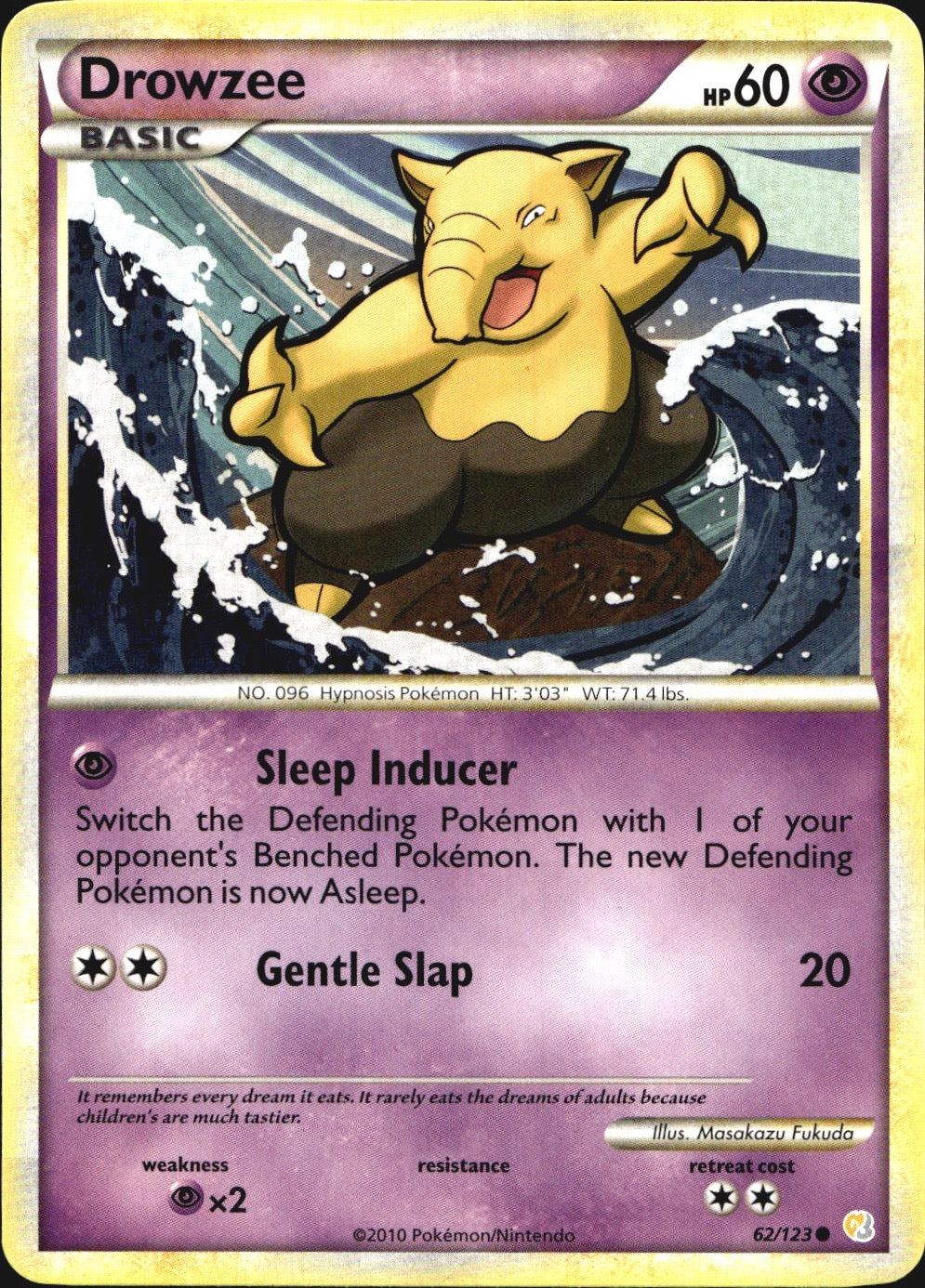 Drowzee 62/123 Common HeartGold & SoulSilver Pokemon Near Mint
