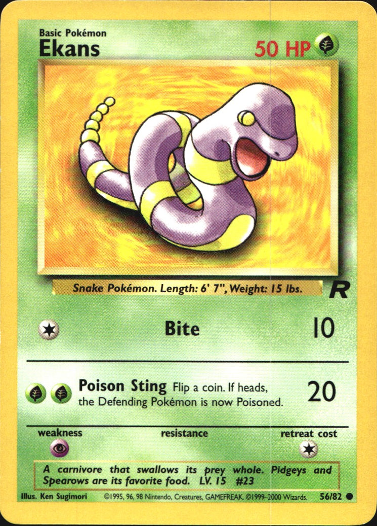 Ekans 56/82 Common Team Rocket Pokemon Near Mint
