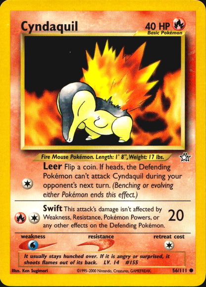 Cyndaquil 56/111 Common Neo Genesis Pokemon Near Mint