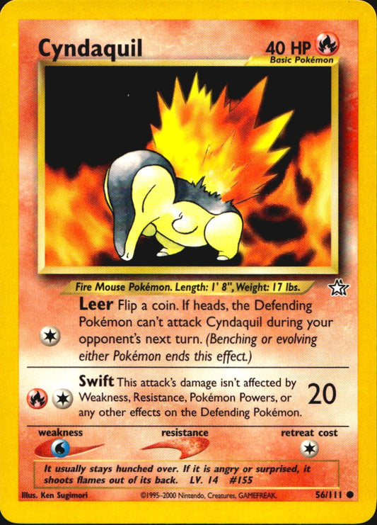 Cyndaquil 56/111 Common Neo Genesis Pokemon Near Mint