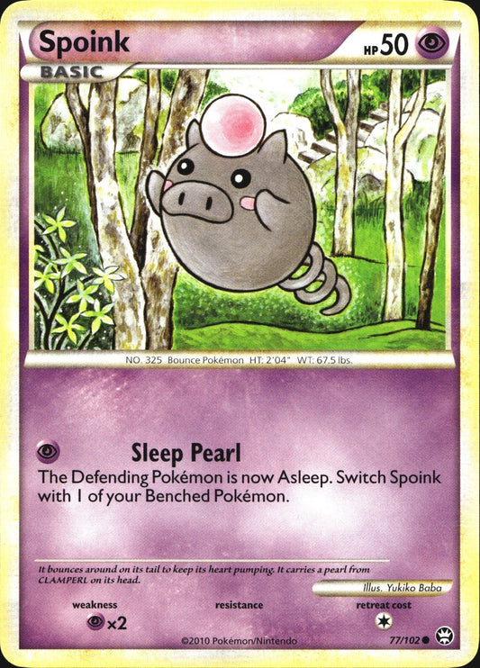 Spoink 77/102 Common HGSS Triumphant Pokemon Near Mint