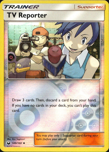 TV Reporter 149/168 Uncommon Celestial Storm Pokemon Reverse Holo Near Mint