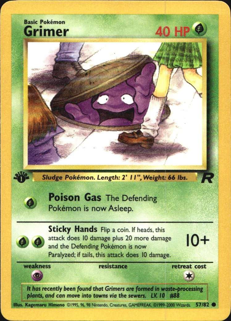 Grimer 57/82 Common Team Rocket Pokemon 1st Edition Near Mint