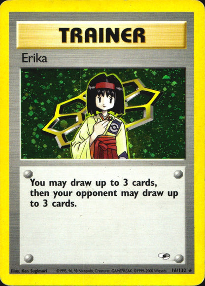 Erika 16/132 Holo Rare Gym Heroes Pokemon Moderately Played