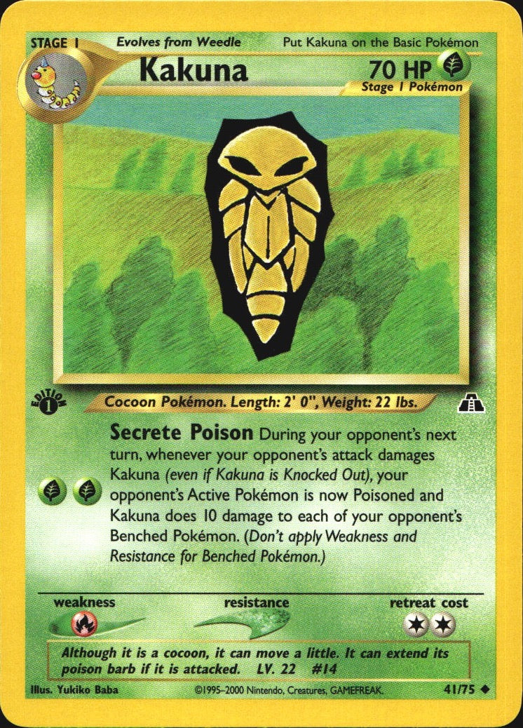 Kakuna 41/75 Uncommon Neo Discovery Pokemon 1st Edition Near Mint