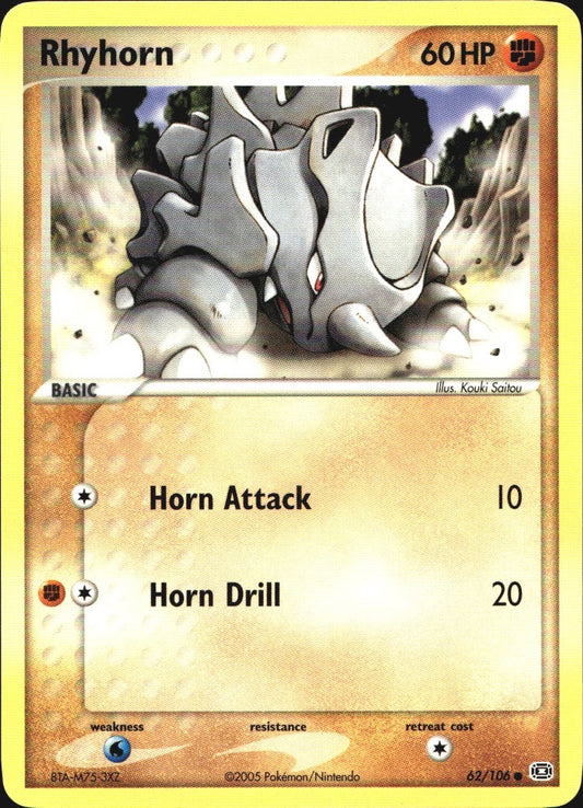 Rhyhorn 62/106 Common Emerald Pokemon Near Mint