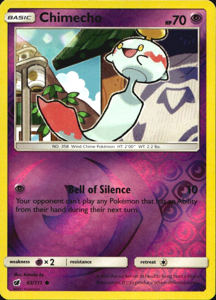 Chimecho 43/111 Common Crimson Invasion Pokemon Reverse Holo Near Mint