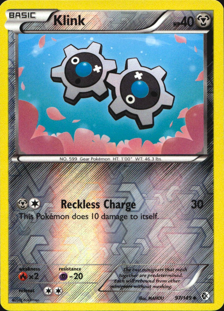 Klink 97/149 Uncommon Boundaries Crossed Pokemon Reverse Holo Near Mint