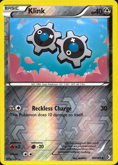Klink 97/149 Uncommon Boundaries Crossed Pokemon Reverse Holo Near Mint