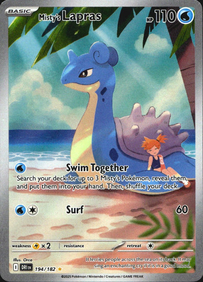 Misty's Lapras 194/182 Illustration Rare Destined Rivals Pokemon Near Mint