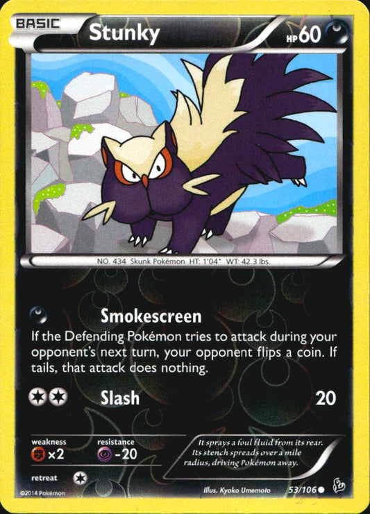 Stunky 53/106 Common Flashfire Pokemon Reverse Holo Near Mint