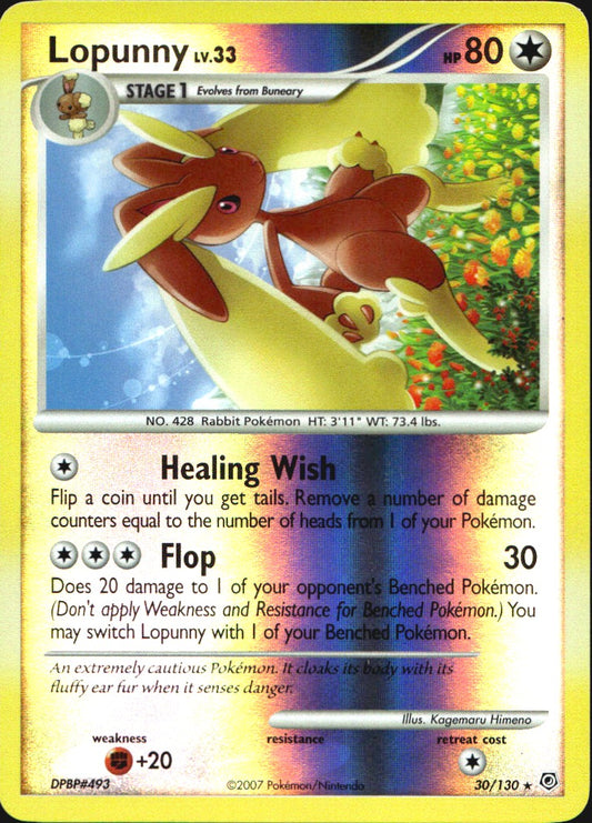 Lopunny 30/130 Rare Diamond & Pearl Pokemon Reverse Holo Near Mint