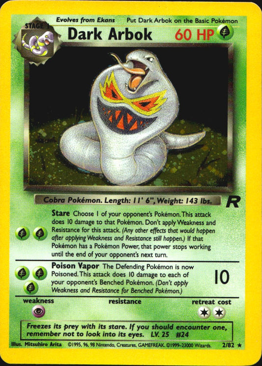 Dark Arbok 2/82 Holo Rare Team Rocket Pokemon Lightly Played