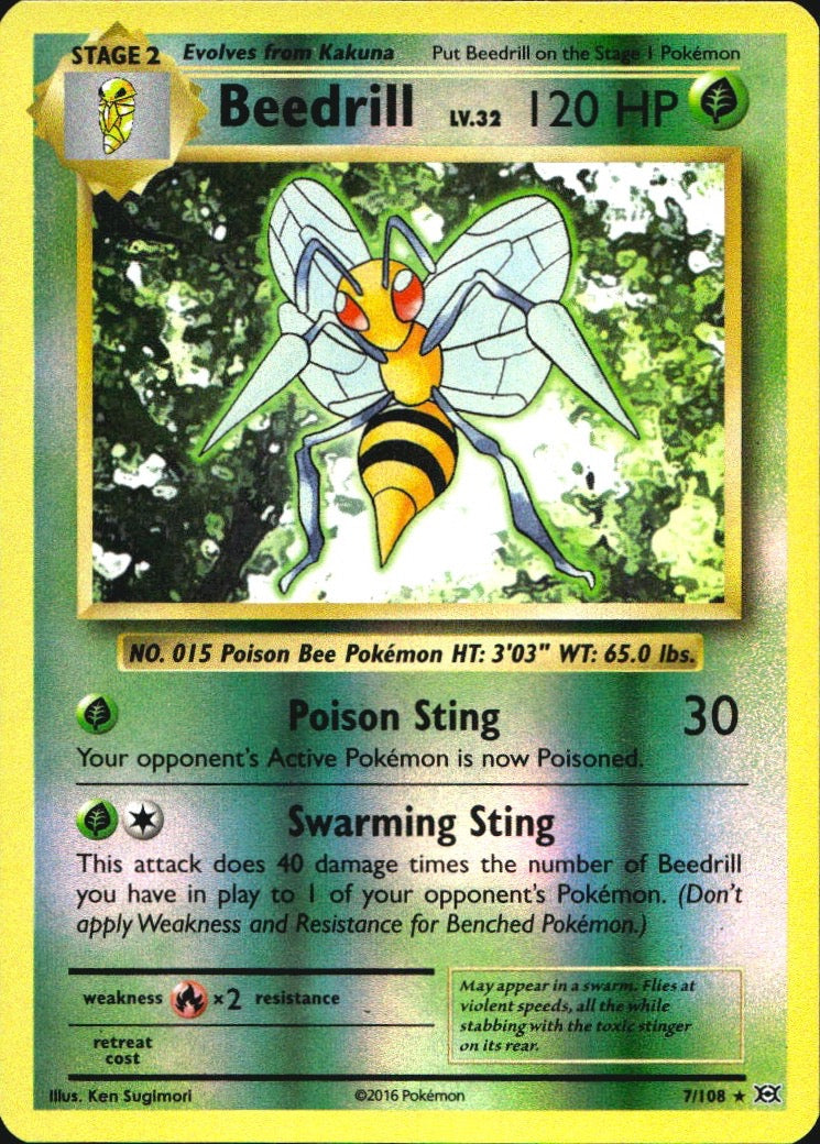 Beedrill 7/108 Rare Evolutions Pokemon Reverse Holo Near Mint