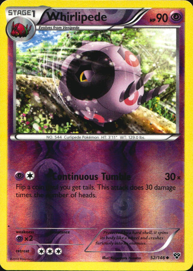Whirlipede 52/146 Uncommon XY Pokemon Reverse Holo Near Mint
