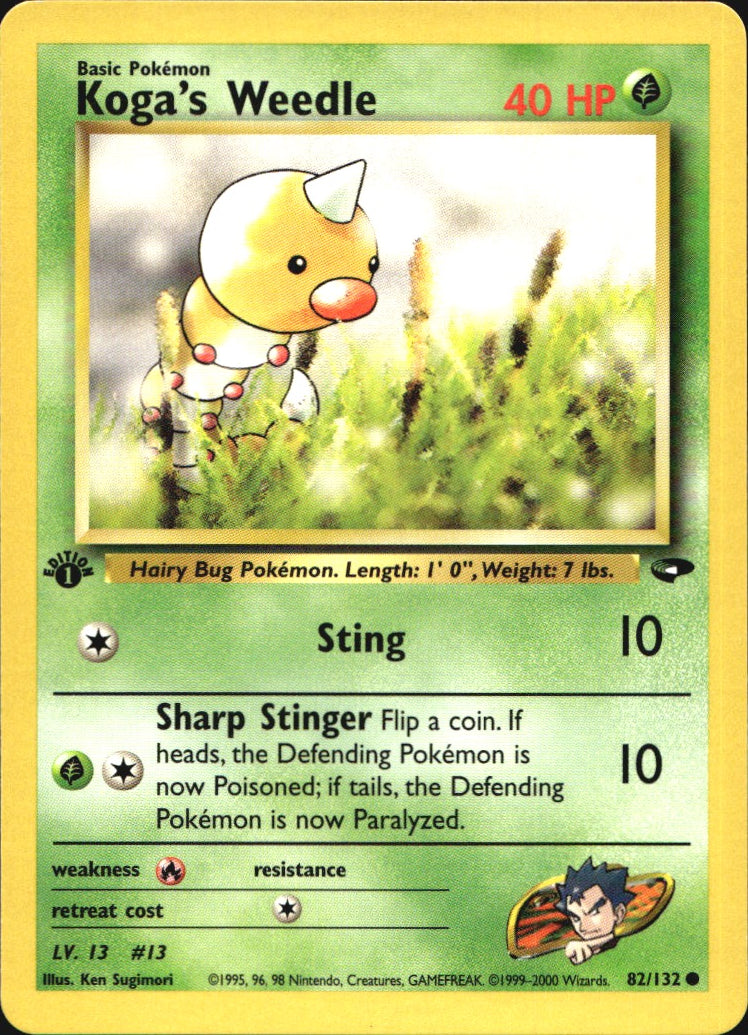 Koga's Weedle 82/132 Common Gym Challenge Pokemon 1st Edition Near Mint