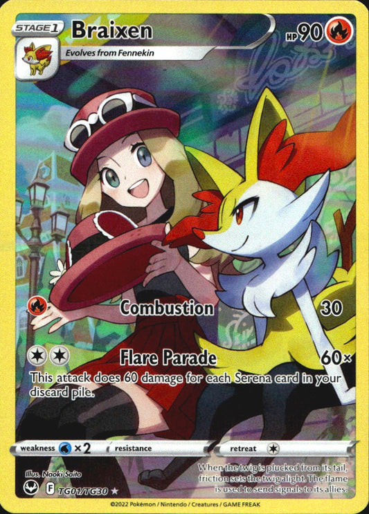 Braixen TG01/TG30 Holo Silver Tempest Trainer Gallery Pokemon NM