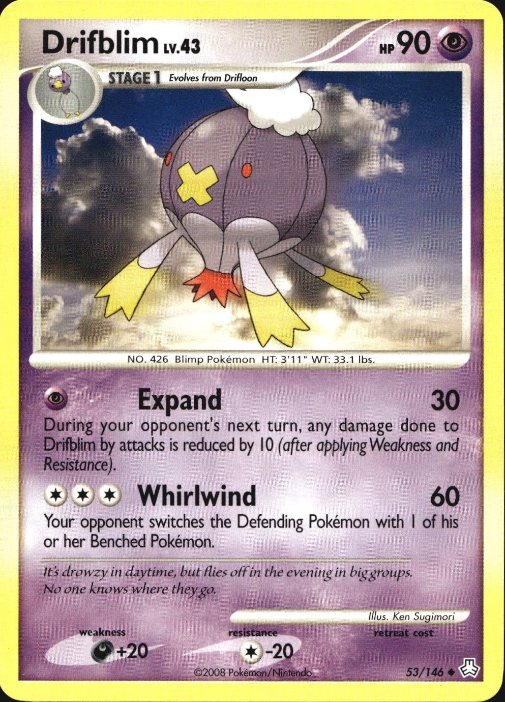 Drifblim 53/146 Uncommon Legends Awakened Pokemon Near Mint