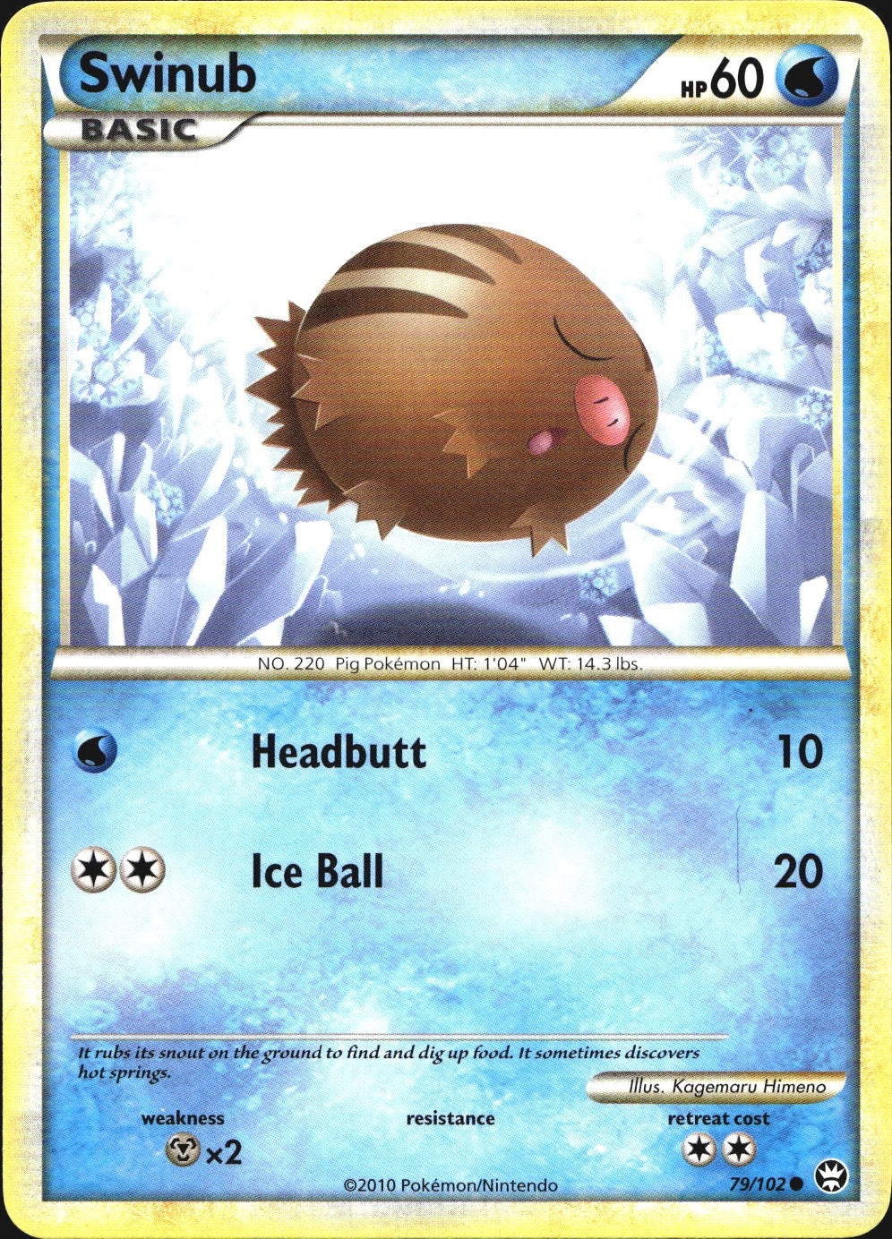 Swinub 79/102 Common HGSS Triumphant Pokemon Near Mint