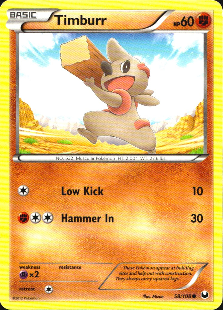 Timburr 58/108 Common Dark Explorers Pokemon Near Mint