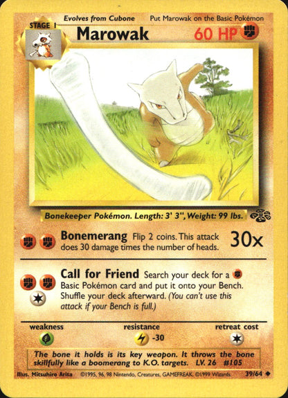 Marowak 39/64 Uncommon Jungle Pokemon Near Mint