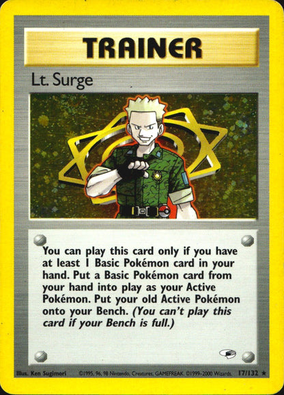 Lt. Surge 17/132 Holo Rare Gym Heroes Pokemon Moderately Played
