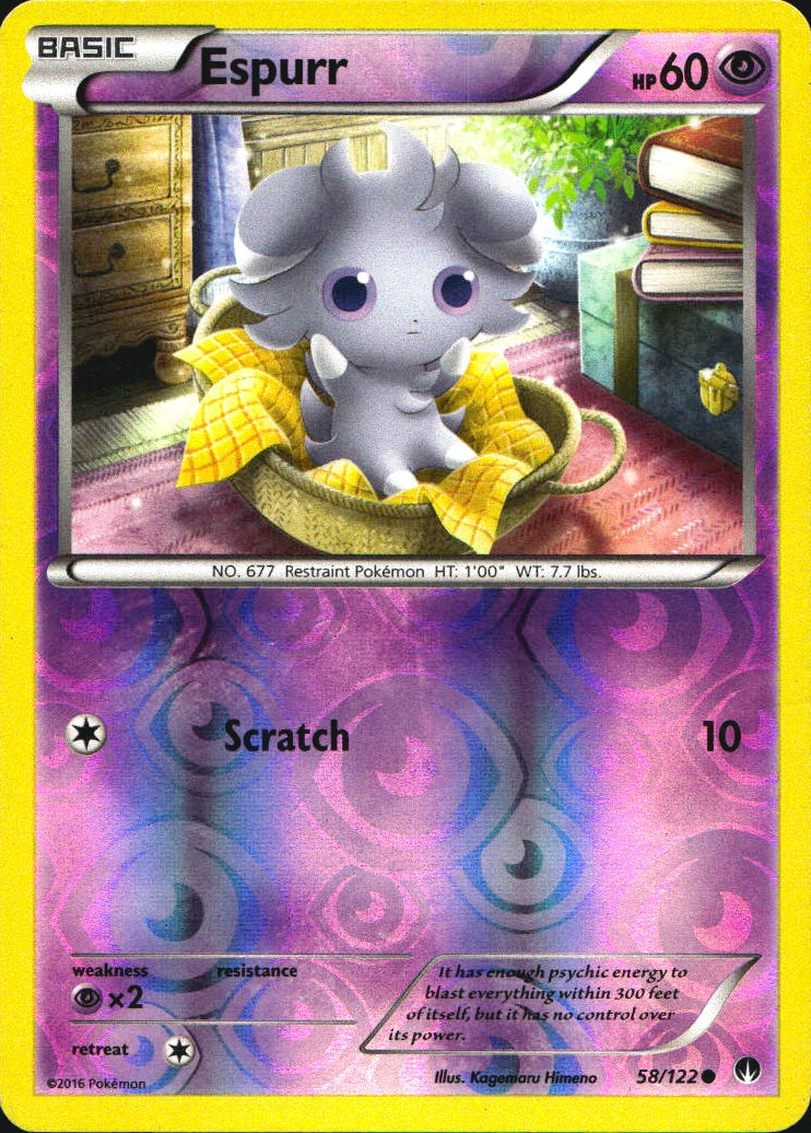 Espurr 58/122 Common BREAKpoint Pokemon Reverse Holo Near Mint