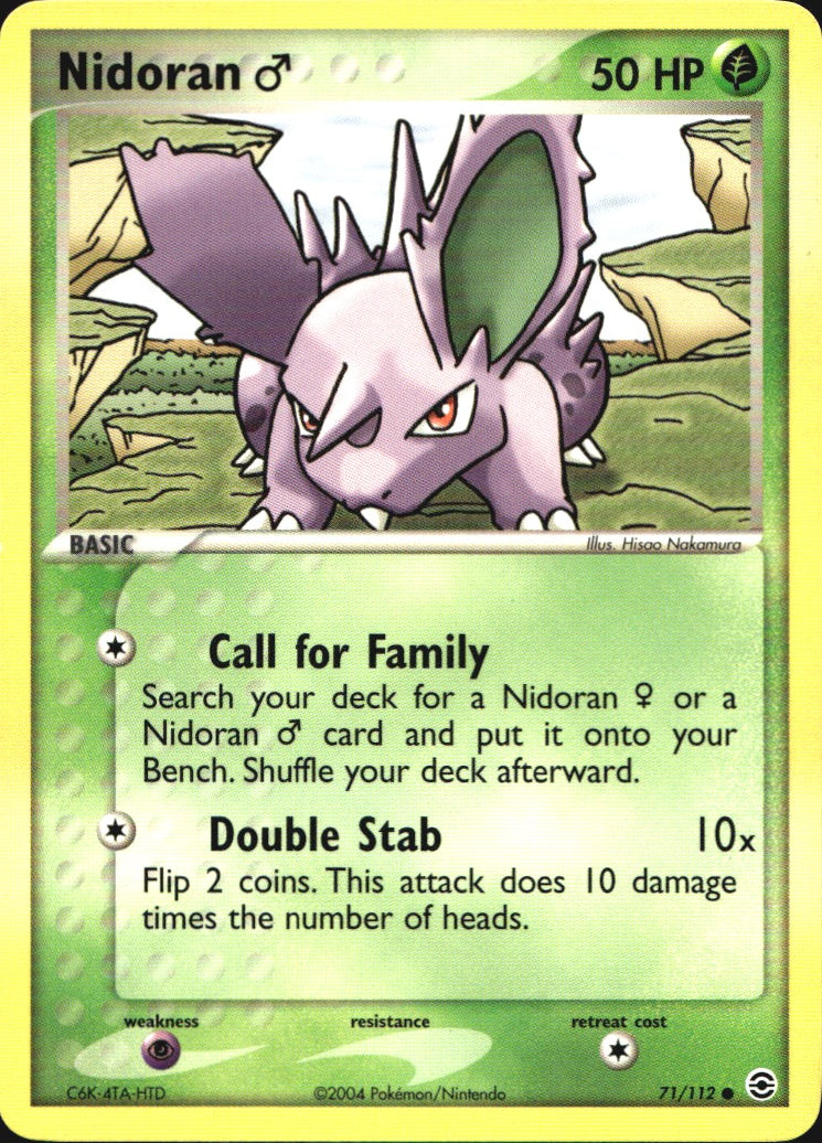 Nidoran M 71/112 Common FireRed & LeafGreen Pokemon Near Mint