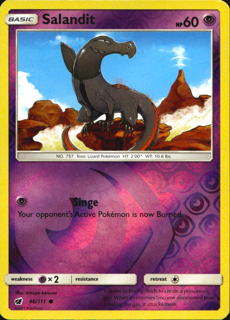 Salandit 46/111 Common Crimson Invasion Pokemon Reverse Holo Near Mint