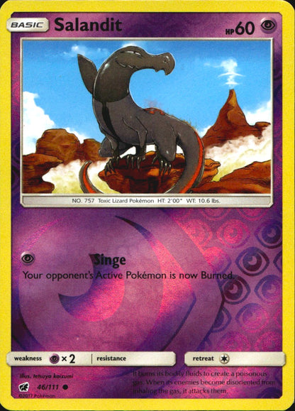 Salandit 46/111 Common Crimson Invasion Pokemon Reverse Holo Near Mint