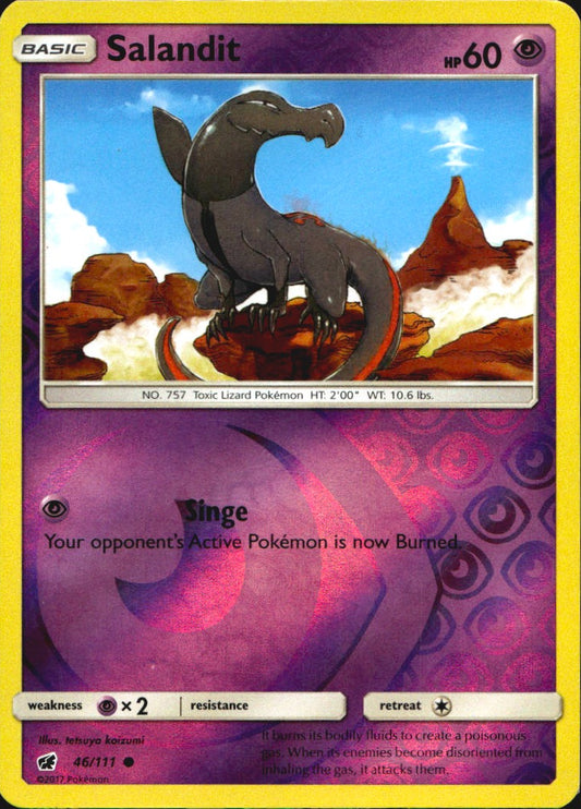 Salandit 46/111 Common Crimson Invasion Pokemon Reverse Holo Near Mint