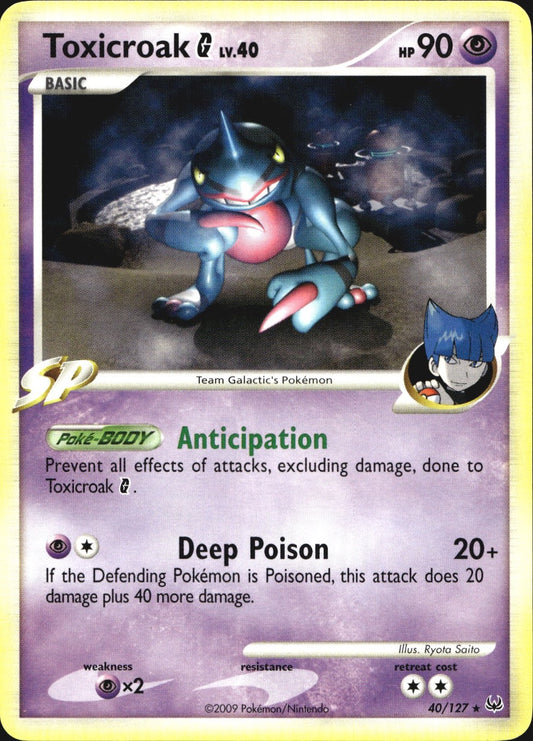 Toxicroak G 40/127 Rare Platinum Pokemon Near Mint