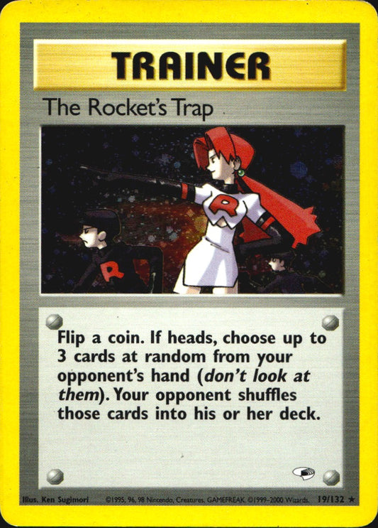 The Rocket's Trap 19/132 Holo Rare Gym Heroes Pokemon Moderately Played