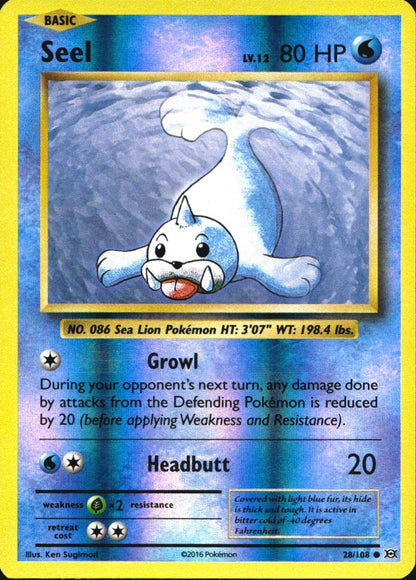 Seel 28/108 Common Evolutions Pokemon Reverse Holo Near Mint