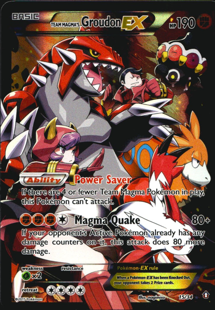 Team Magma's Groudon EX 15/34 Rare Ultra Double Crisis Pokemon Lightly Played