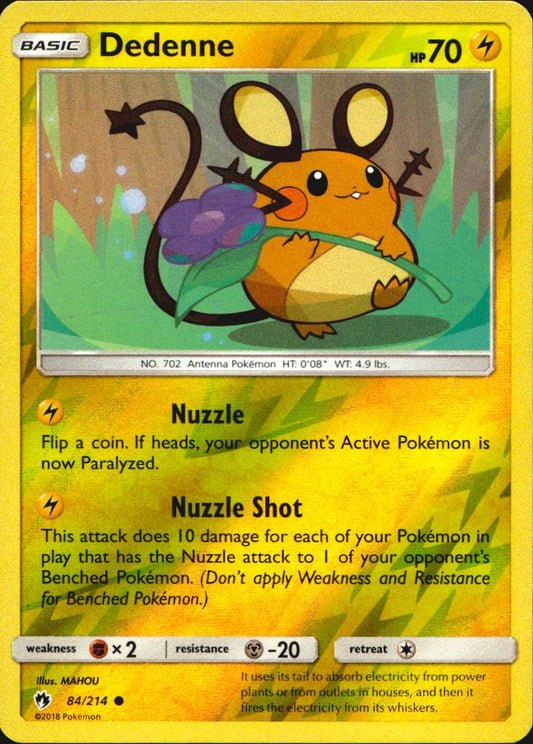 Dedenne 84/214 Common Lost Thunder Pokemon Reverse Holo Near Mint