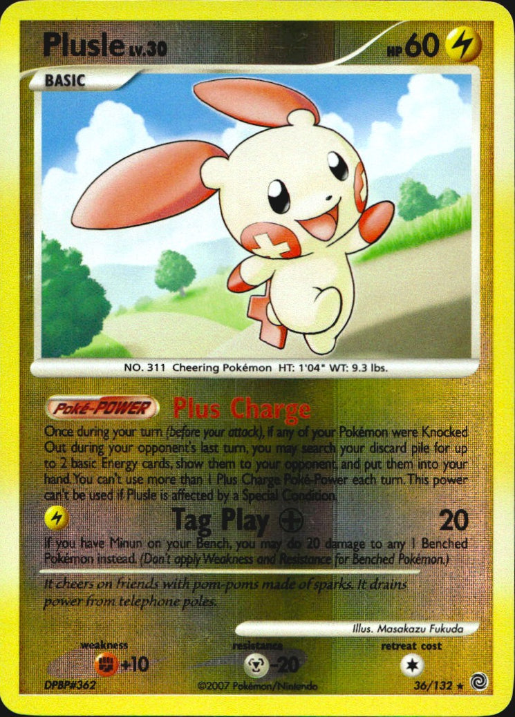 Plusle 36/132 Rare Secret Wonders Pokemon Reverse Holo Near Mint
