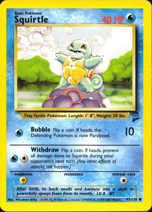 Squirtle 93/130 Common Base Set 2 Pokemon Near Mint