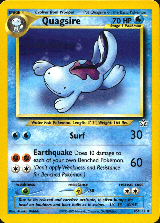 Quagsire 45/111 Uncommon Neo Genesis Pokemon Near Mint