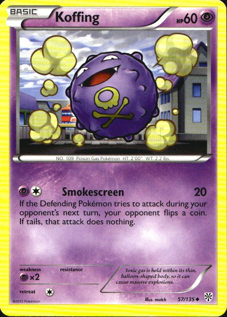 Koffing 57/135 Uncommon Plasma Storm Pokemon Near Mint