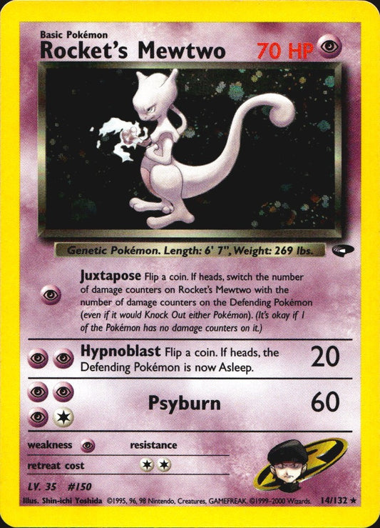 Rocket's Mewtwo 14/132 Holo Rare Gym Challenge Pokemon Near Mint